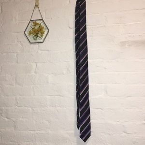 Black, purple, silver striped tie